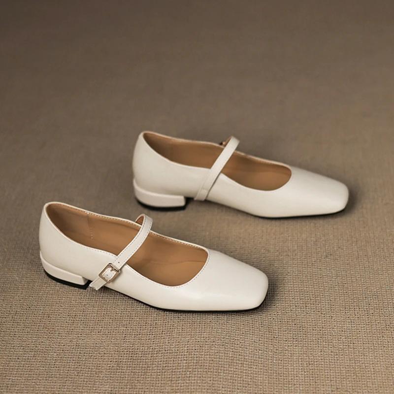 Women's Mary Jane Shoes 2025 New Square Mouth Flat Female Shoes Large Size One-Piece Ballet Shoes For Women