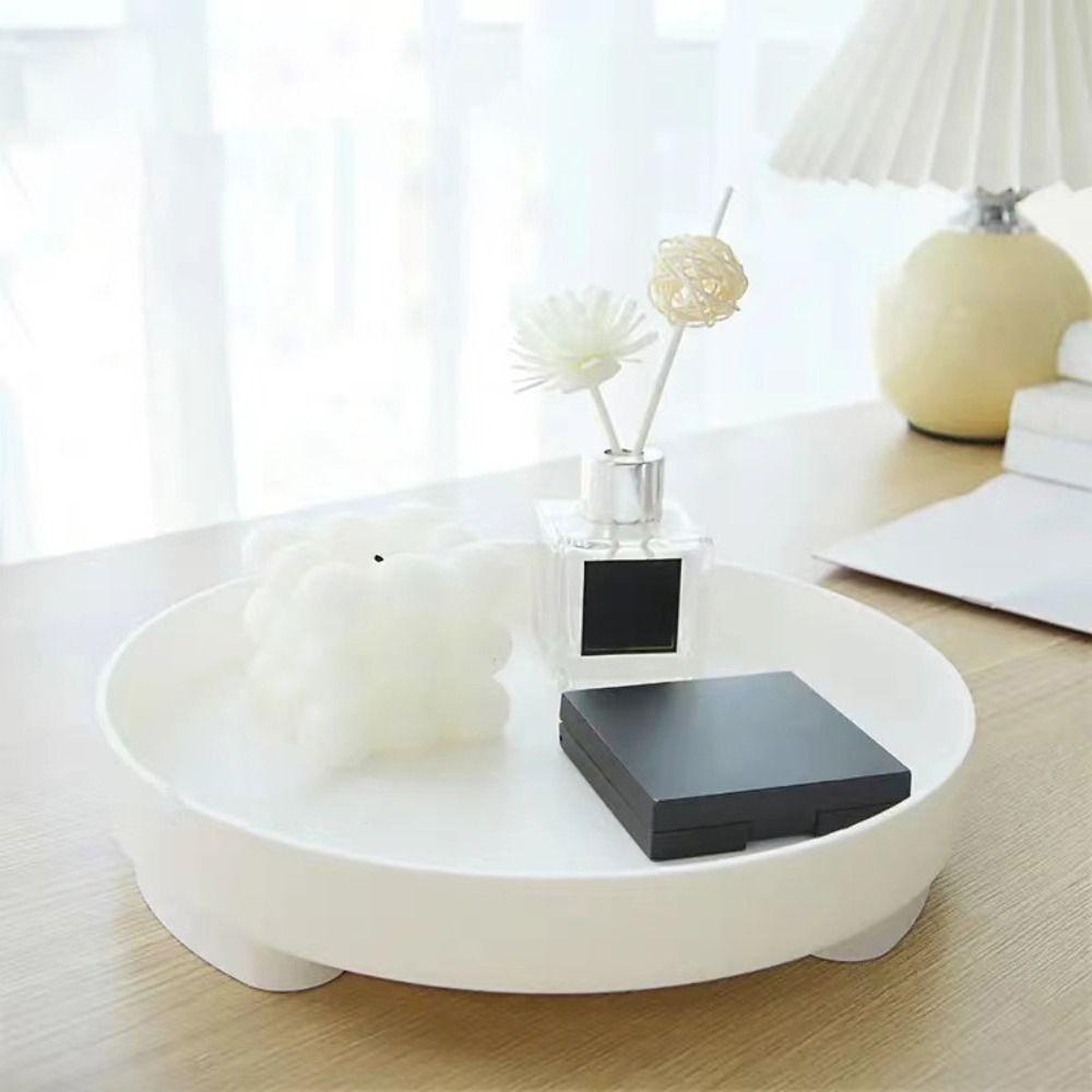 Nordic Style Round Storage Tray Plastic Simple Jewelry Display Tray Household Multi-purpose Holder Living Room