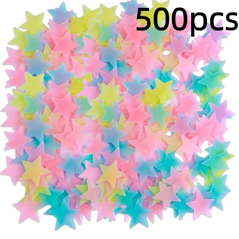 500pcs Luminous 3D Star Wall Sticker, Glow in The Dark Self-Adhesive Ceiling Stickers, ,Removable Stickers, Wall Decor Decals