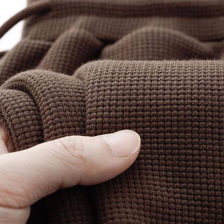 Women's High-Waisted Waffle Harem Pants - Loose, Cuffed, Casual Style for Spring and Autumn