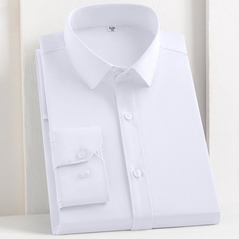 Jaro Nová Móda Ležérní Košile s Dlouhým Rukávem Pánská Bambusové Vlákno Nežehlivá Košile Jednobarevná