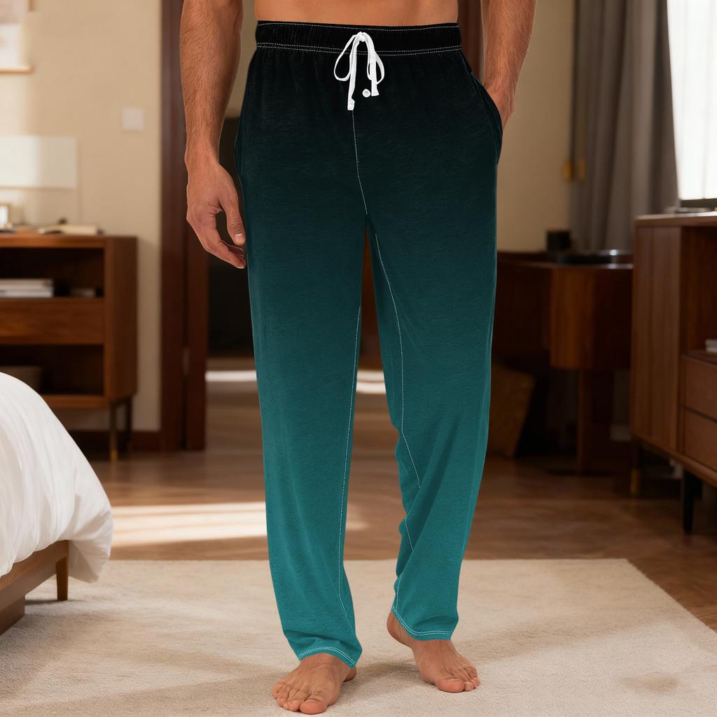 Herrenhose mit einfarbiger Strickhose mit Taschen, legere Home-Pyjama-Hose