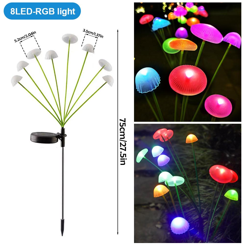 1/2/3/4PCS LED Solar Outdoor Jellyfish Swaying Lights Waterproof Garden RGB Mushroom Lawns Lamp for Patio Yard Garden Decoration