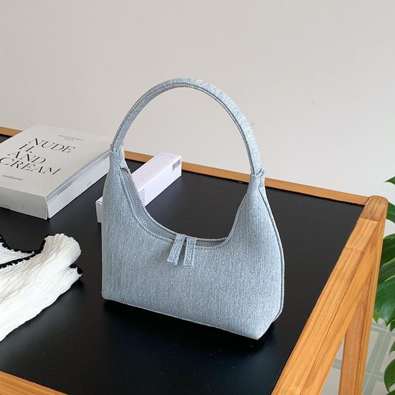 Elegant 2023 New Korean Style Moon Handbag Chic Denim Tote Bag For Women