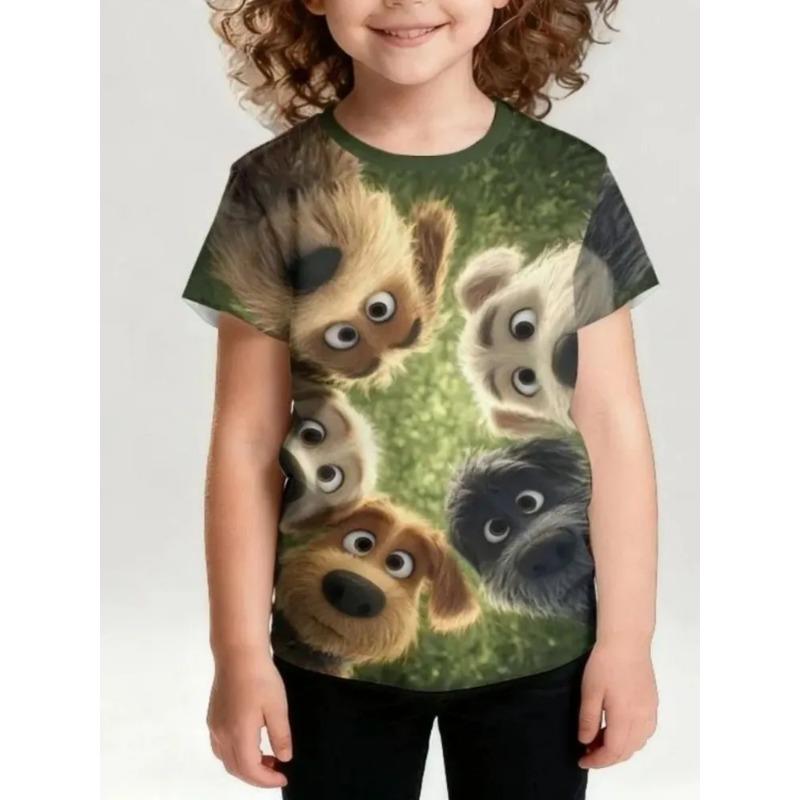 Summer Children's 3D Printed Crew Neck T-Shirt Fashion Versatile Breathable Trend Casual