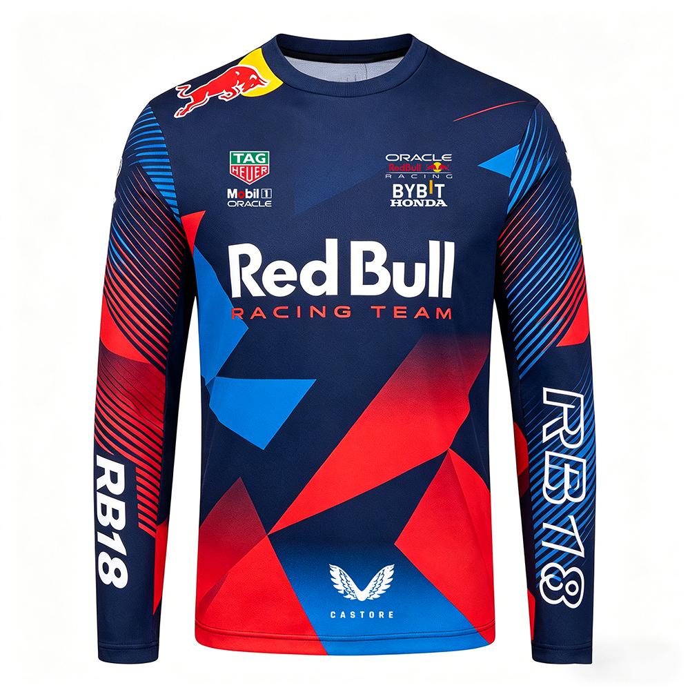 Red Bull Heren Lente en Herfst  F1 Racing en Motorfiets Kleding,  Niche Stijl, Nieuw Rond Hals Langarmig Shirt S