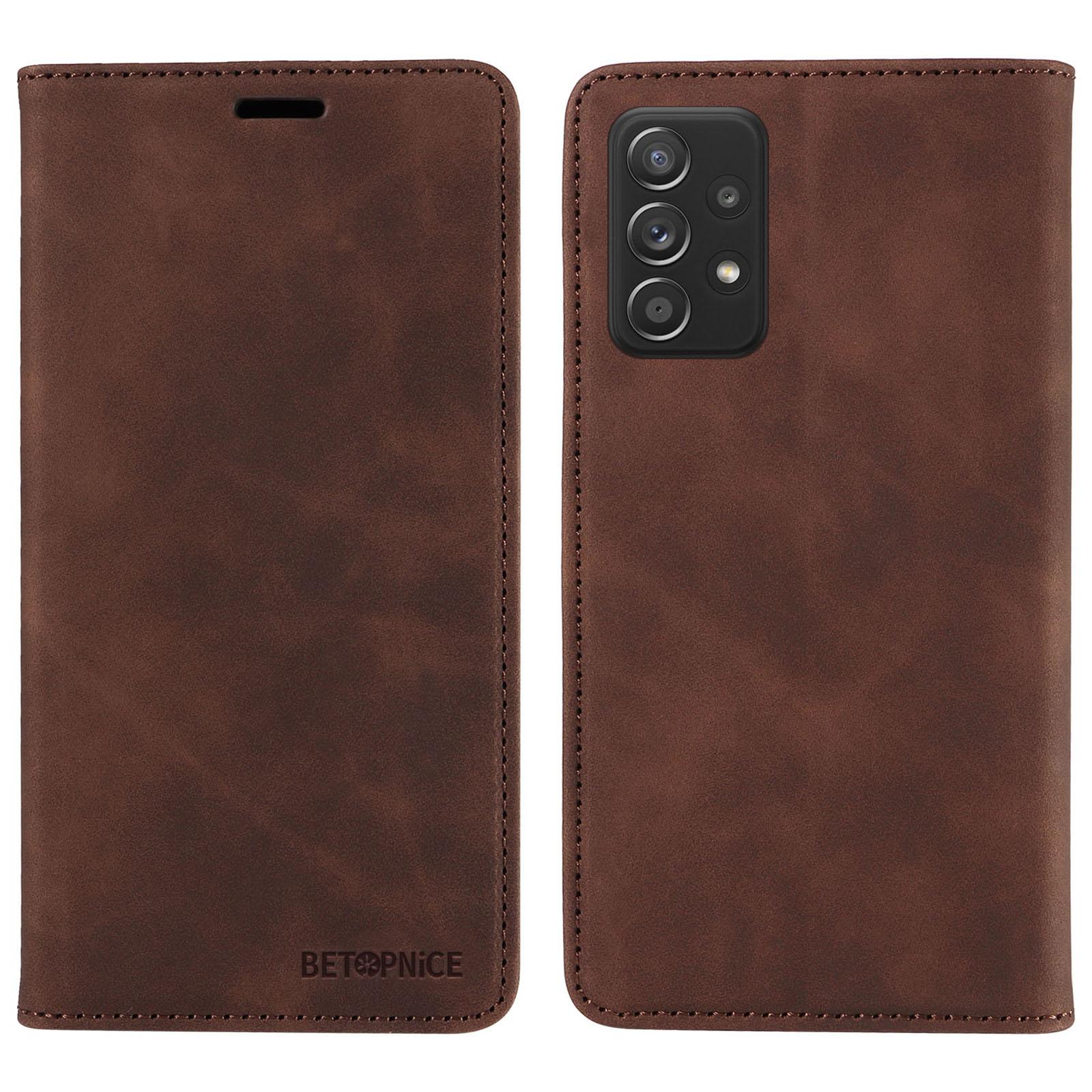 

BETOPNICE 003 Для Samsung Galaxy A52 4G/A52s 5G/A52 5G Блокирующий RFID Чехол-книжка Кошелек из ПУ кожи Подставка Чехол для телефона Накладка Brown