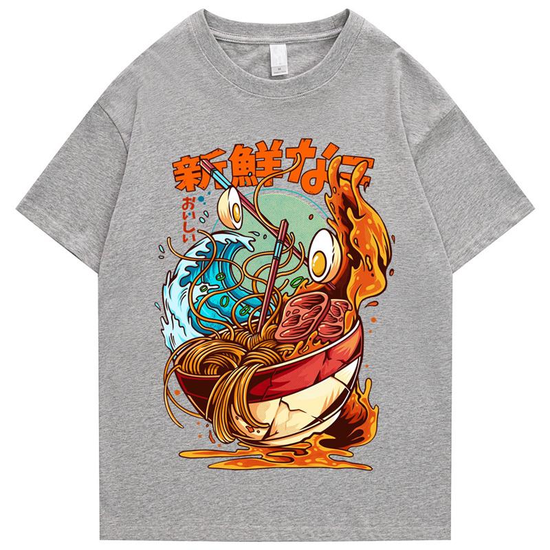 Japan Harajuku Dragon Noodle Unisexs Hip Hop T Shirt Monster T Shirt Streetwear Summer Top Tee Cotton T Shirt Hiphop T Shirt Unisex