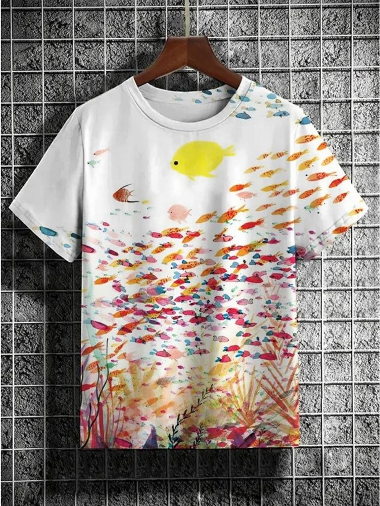 Ukiyo-e 3D Print T-Shirts Men's Summer Casual O-Neck Short Sleeve T Shirt Oversized Tees Harajuku Y2K Tops Men Clothing