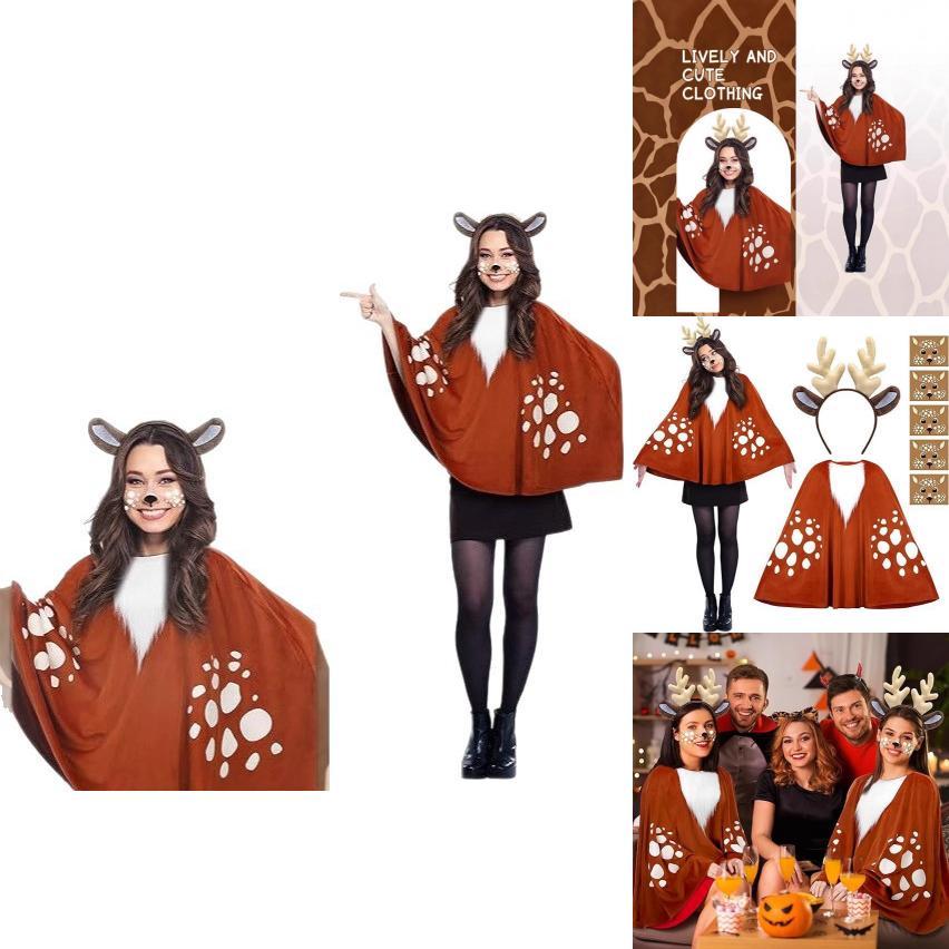 Halloween Reindeer Cloak Costume For Women With Cosplay Cape For Stage Performances