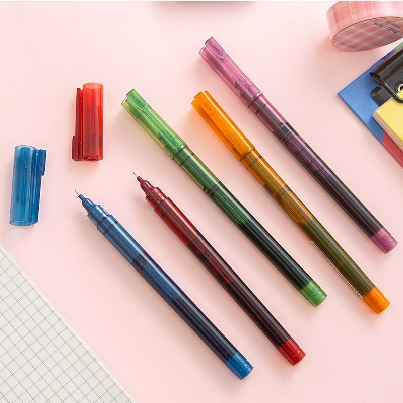 4pcs Vintage Color Gradient Pens Set, Quick Dry Gel Ink Pen and Fluorescent Highlighter Marker Drawing Paint Office School A6458