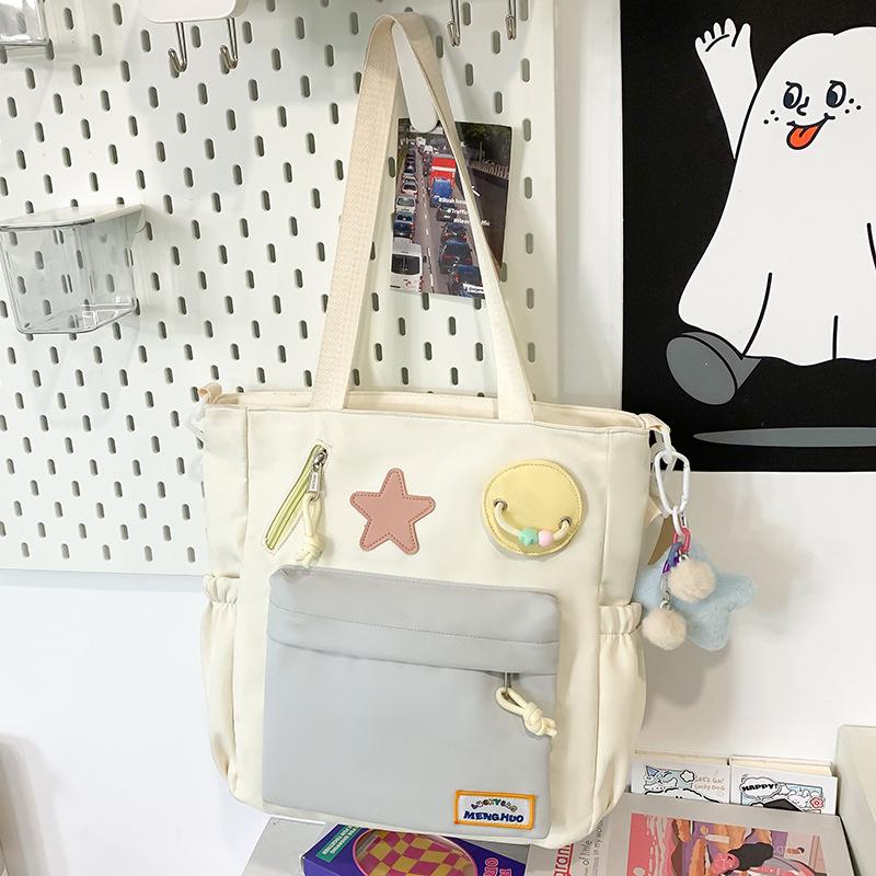 Tutorial Bag Tutorial Bag Carrying Book Bag Girls and Children Primary School Students Contrasted Color Handbag One Shoulder Crossbody Bag
