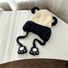 Autumn Winter Warm Hat with Earflap and Chin Strap Ties Cute Cartoon Beanie Cap Soft Bonnet Warm Headwear for Kids