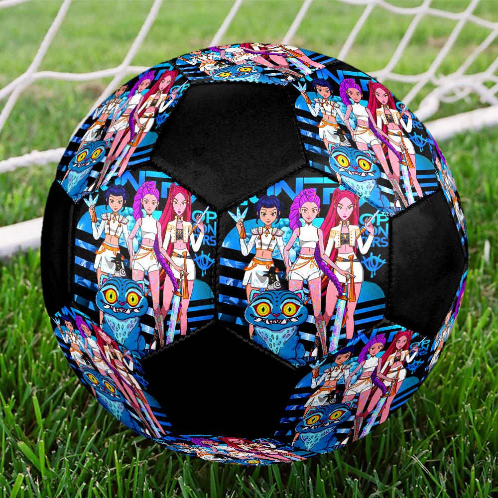 KPop Dämonenjäger Thema Größe 5 Fußball, Geeignet für Spiele drinnen und draußen, ein Geschenk für jeden geeignet.