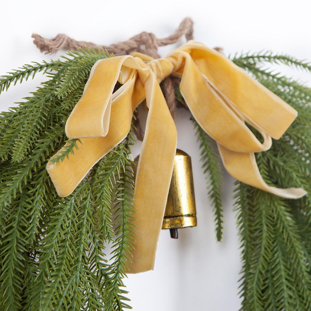 Simulation Norfolk Soft Glue Feel Pine Needle Wreath Christmas Bell Wreath Christmas Decoration Door Hanging Vine Ring