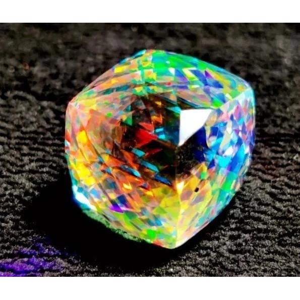 Mystic Topaz Fancy Cube Cut Rainbow Colour Natural Certified Gemstone