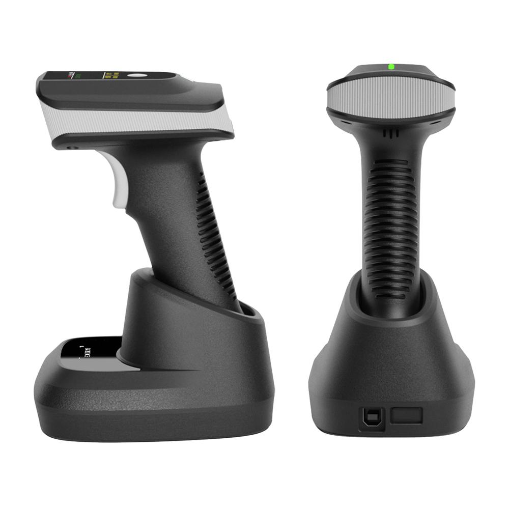 2D 1D QR Barcode Scanner with Screen Display and Charging Base  BT & 2.4GHz Wireless Connection