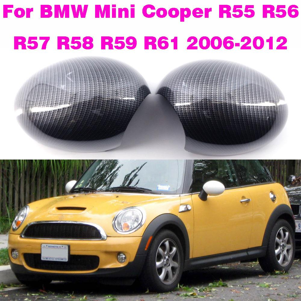 Carbon Fiber Door Side Wing Rearview Mirror Cover Cap Rear View Mirror Cover Replacement For BMW Mini Cooper R55 R56 R57 R58 R59
