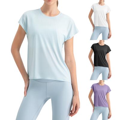 Canotte da allenamento, yoga, magliette con schiena scoperta, vestibilità ampia, top sportivi con maniche