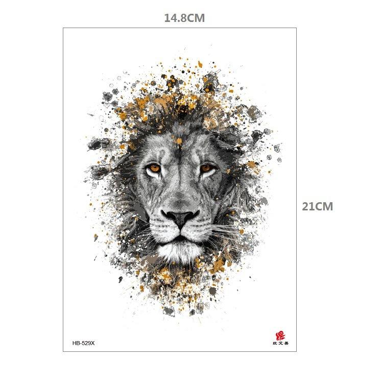 Clown Mouth Flower Body English Color Lion Tiger Half Arm Animal Pattern Water Transfer Simulation Tattoo Sticker
