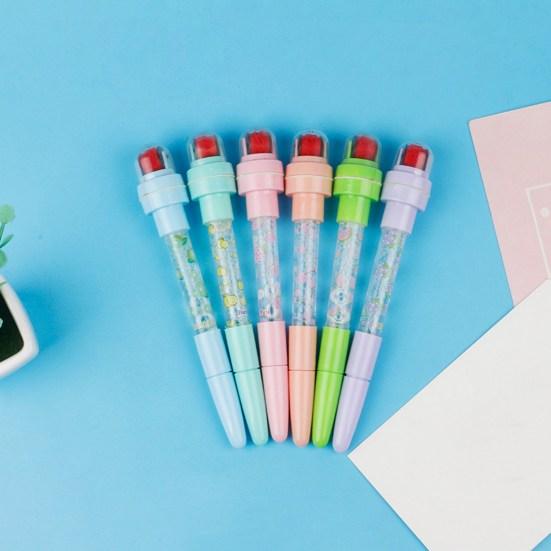 Gel Pen 4 In 1 Multi-functional Bubble Maker Roller Stamper Stationery Cartoon Fruit Pattern Plastic Writing Pen School Supplies