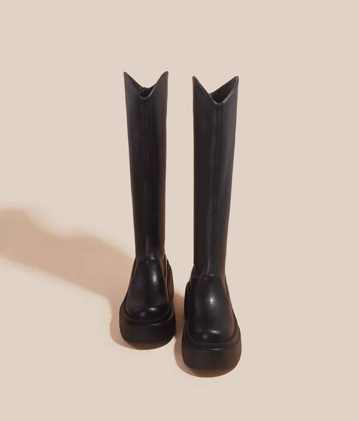 

Height-increasing boots Children s 2025 muffin thick-soled heel knight boots v-mouth small inner height-increasing boots 39