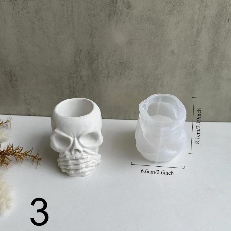 1 Pcs Skull Silicone Mold Handmade 3D Skull Resin DIY Craft Molds For Aromatherapy Flowers Skull Candle Mold Desktop Decoration