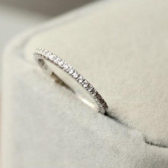 Women 925 Sterling Silver Rhinestone Wedding Engagement Ring Jewelry