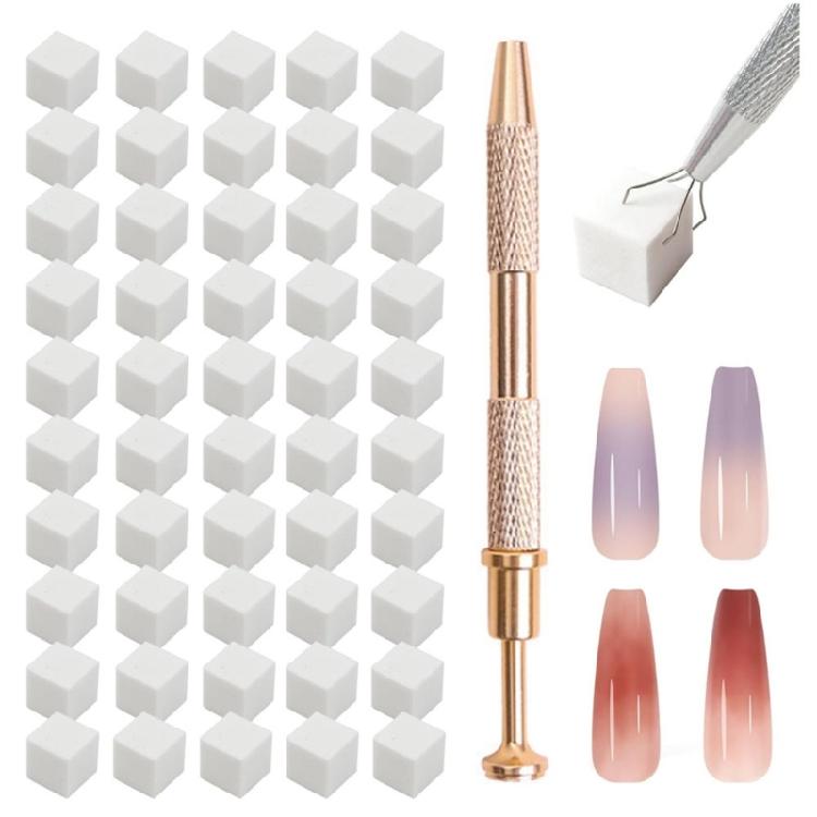 Soft Nail Sponges for Omber,Soft Nail Art Sponges Auras Nails,Omber Nail Brush with Grabbing Pen Manicure Nail Art Tools