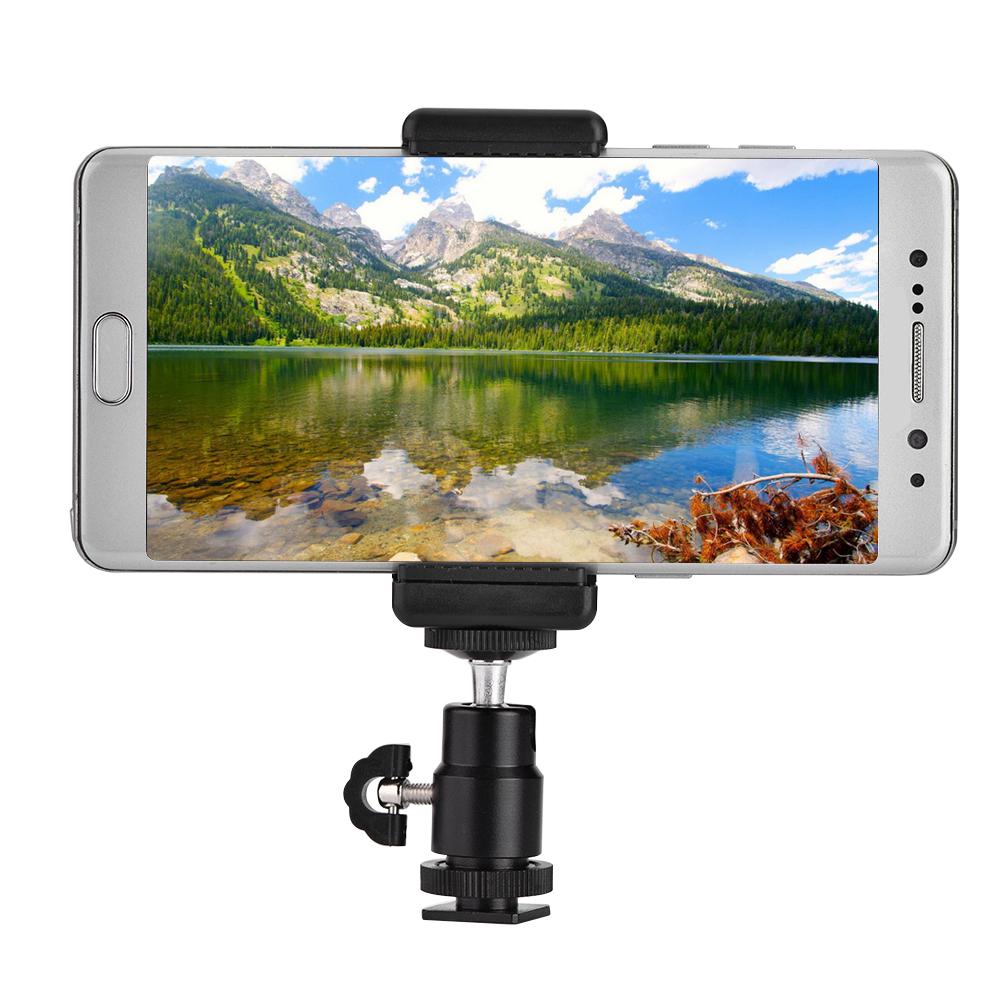 Phone Bracket Holder Clip Tripod Mount Adapter with 360 Ball Head for iPhone Samsung