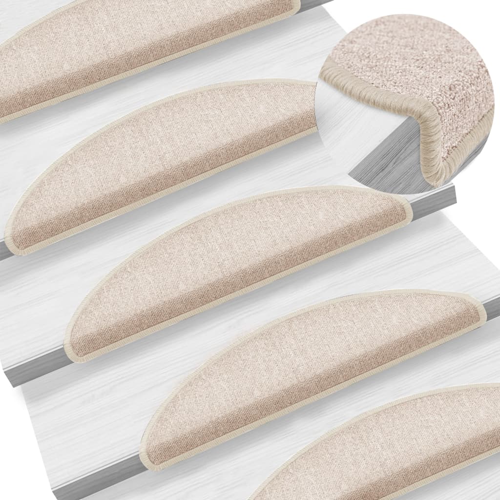 Stair Treads 15 pcs. 56 x 17 x 3 cm Taupe Semi Round