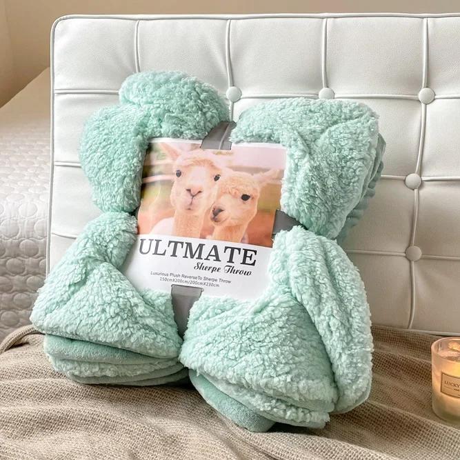 Fashion Best-selling Lamb Wool Blanket Solid Color Thickened Blanket Lunch Break Blankets Warm Bed Sheet Mantas De Cama Cobijas