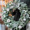 Artificial Pine Needles Branches Garland Green Plants Christmas Fake Christmas Greenery for Xmas DIY Garland(Snow Covered Style)