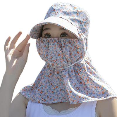 Casual Ear Flap Women Sun Hat Flower UV Protection Neck Protective Cover Cap Sun Protection Face Mask Tea Picking Hat Fishing