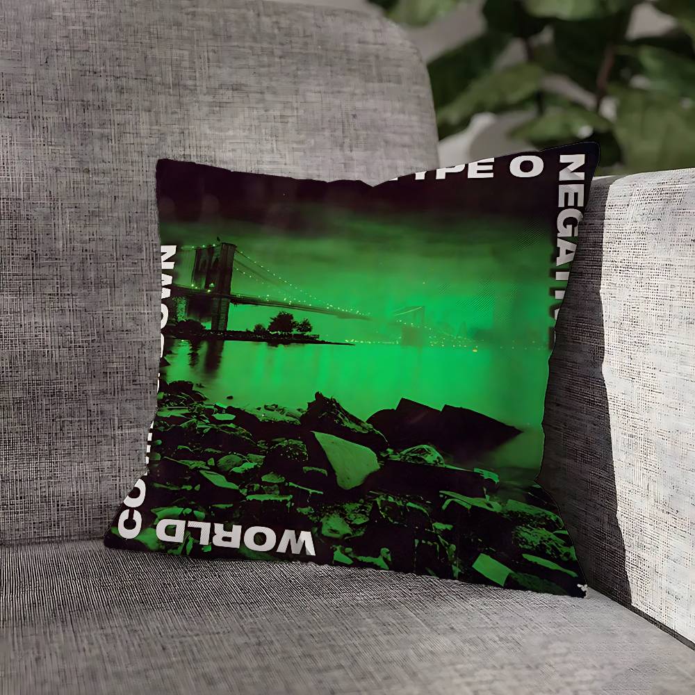 Green T-Type O N-Negative Pillow Case For Sofa Decor Car Office Room Printing Cushion Cover Decorations and Protector