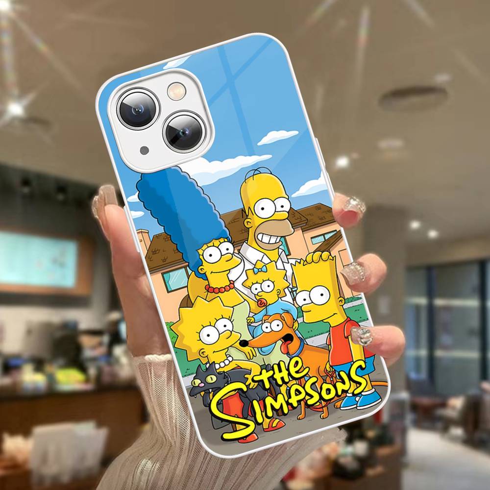 Cartoon The S-Simpsons Tempered Glass For Iphone 14 13 12 11 Pro Mini XS MAX 14Plus X XS XR Cover