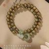 Green Sandalwood Bracelet for Women, Genuine Hetian Jade Gourd, Natural and Exquisitely Beautiful Niche Beaded Bracelet