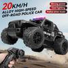 1:16 Alloy High Speed Off-Road Police Truck RC Car with Music Sound and LED Lights Outdoor Toy 2.4G Remote Control Cars