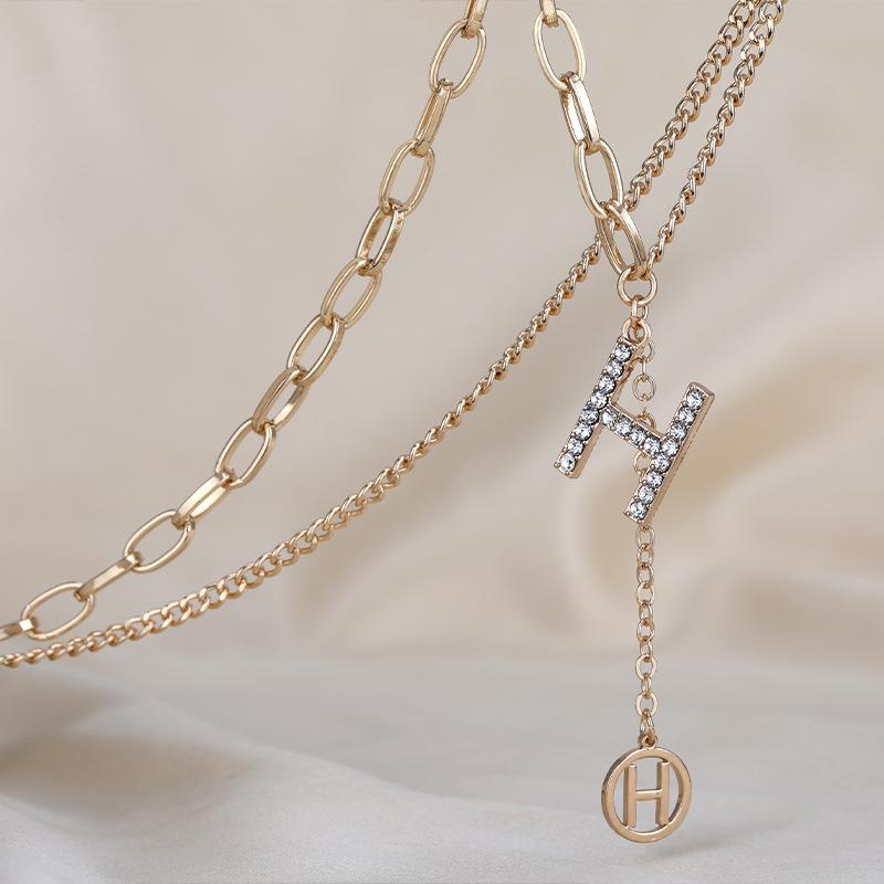 Fashion And Foreign Versatile Letter H Fringed Short Sweater Chain Ins Style Necklace Casual Accessories
