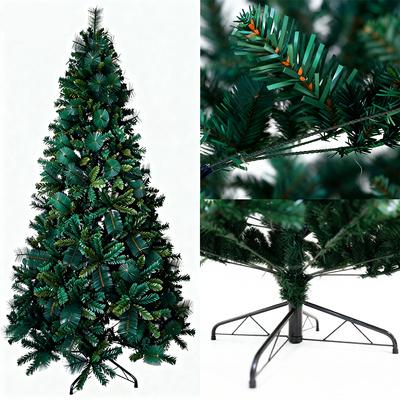 180cm 210cm 240cm Pop Up Christmas Tree Pre-Lit Pine Needle & PVC Mixed Artificial Tree with Iron Base Easy Setup Holiday Decor