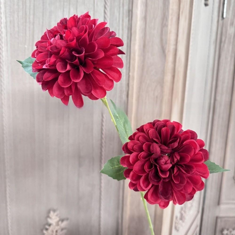 

New Silk Artificial Dahlia Flowers Decorative Bouquet Chrysanthemum Fake Flower Floral Artificial Faux Plants Wedding темно-красного