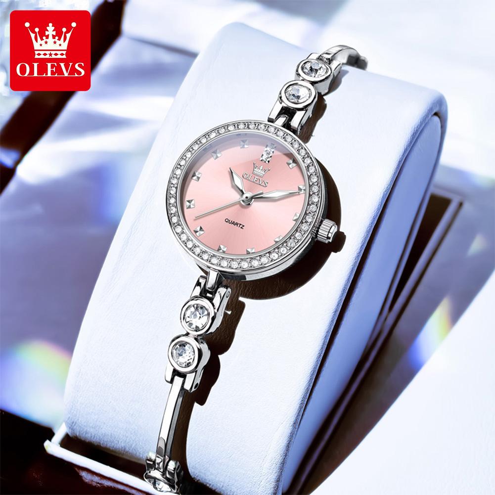 OLEVS Montres pour femmes Acier inoxydable Luxe Original Élégant Montre à quartz Étanche Montres lumineuses pour femme