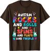 Camiseta Unisex con Diseño de Autismo Rocks Rolls Spins Flaps Concienciación