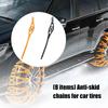 Snow Tire Chains with Individual Over-Tire Sections and Metal Contact Cups for Temporary Roadside Fitting and Use