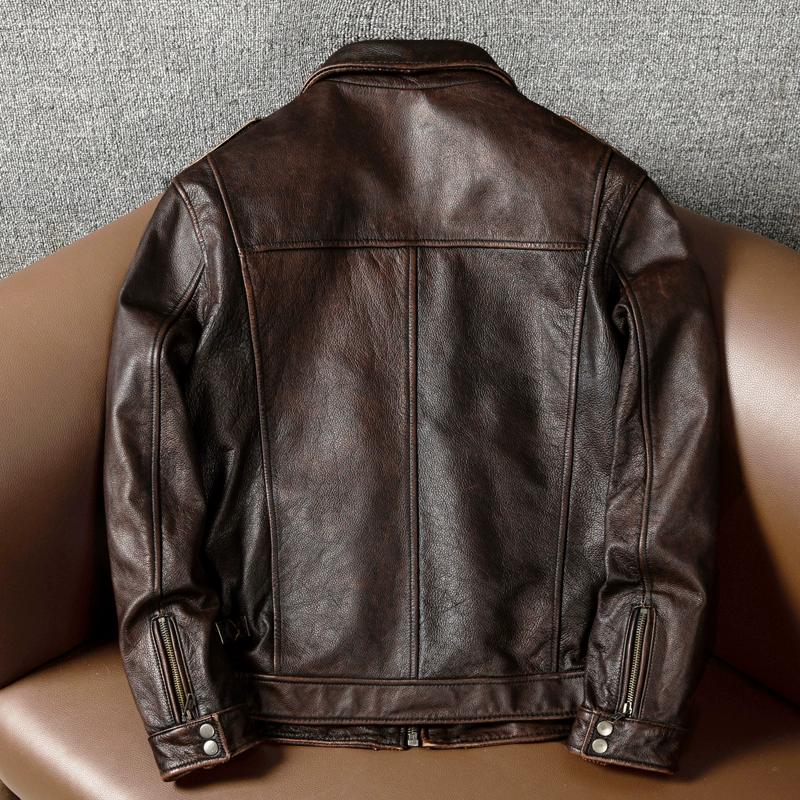 New Retro M65 Hunting Jacket Mens Genuine Leather Vintage Workwear Coat Distressed Collar137