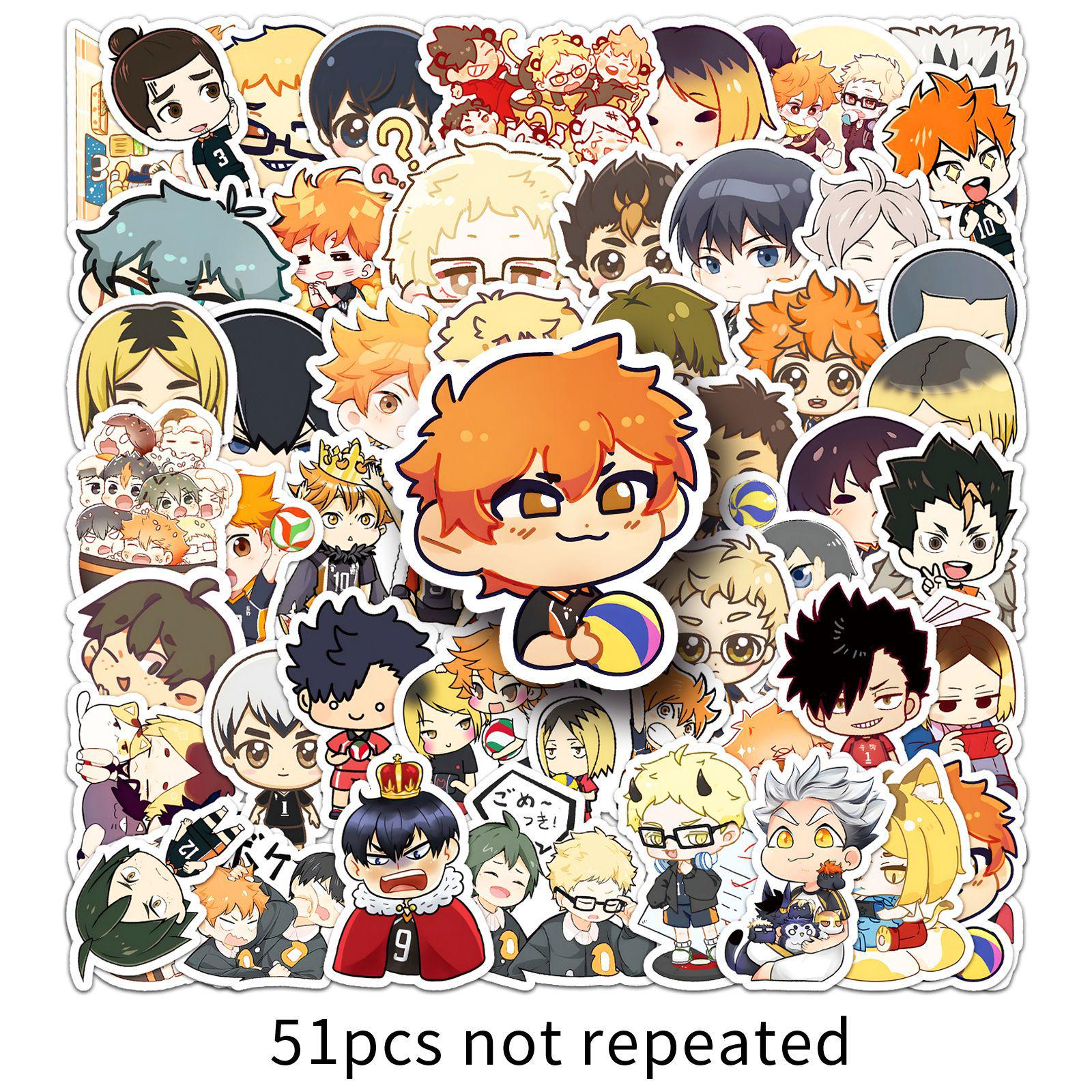 51pcs Haikyuu Graffiti Stickers - Cartoon Anime Décor for Phone & Laptop DIY