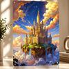 Fantasy Castle the Sky Personalized D Textured Metal Poster Wall Art Vintage Tin Signs for Luxury Decoration Home Decorations