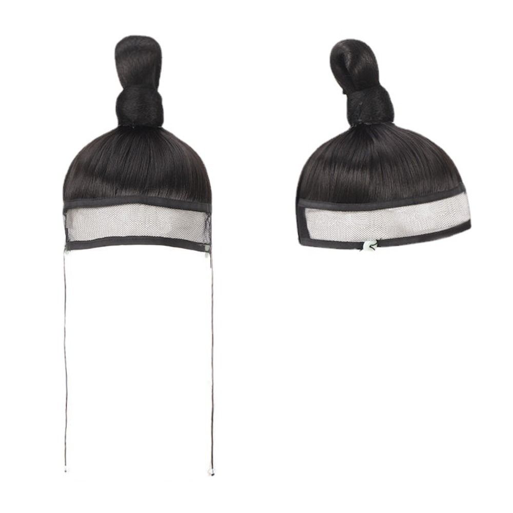 Hair Accessories Ming-Made Net Towel Wig Fake Hair Bun Long Straight Ponytail Hanfu Men'S Wig