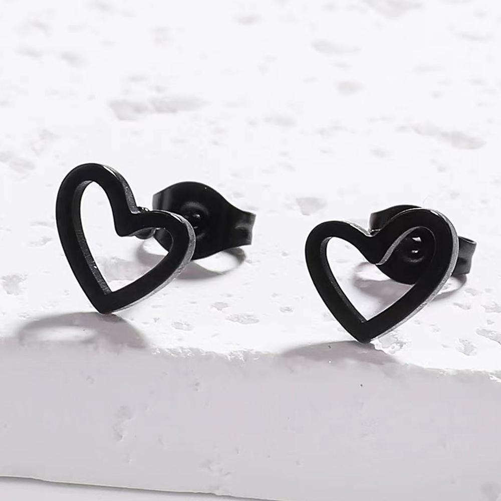 Stainless Steel Earrings Simple Fashion Black Plated Design Heart Hollow Earrings For Women Zircon Party Gifts Recommendation