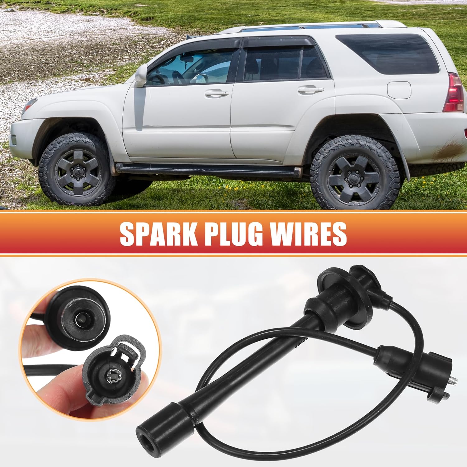 

ACROPIX Car Spark Plug Coil Wires Ignition Coil Harness Cable 5mm Fit for Toyota Tacoma 4Runner 1997-2000 2.4L 2.7L No.9091922387 - Pack of 4